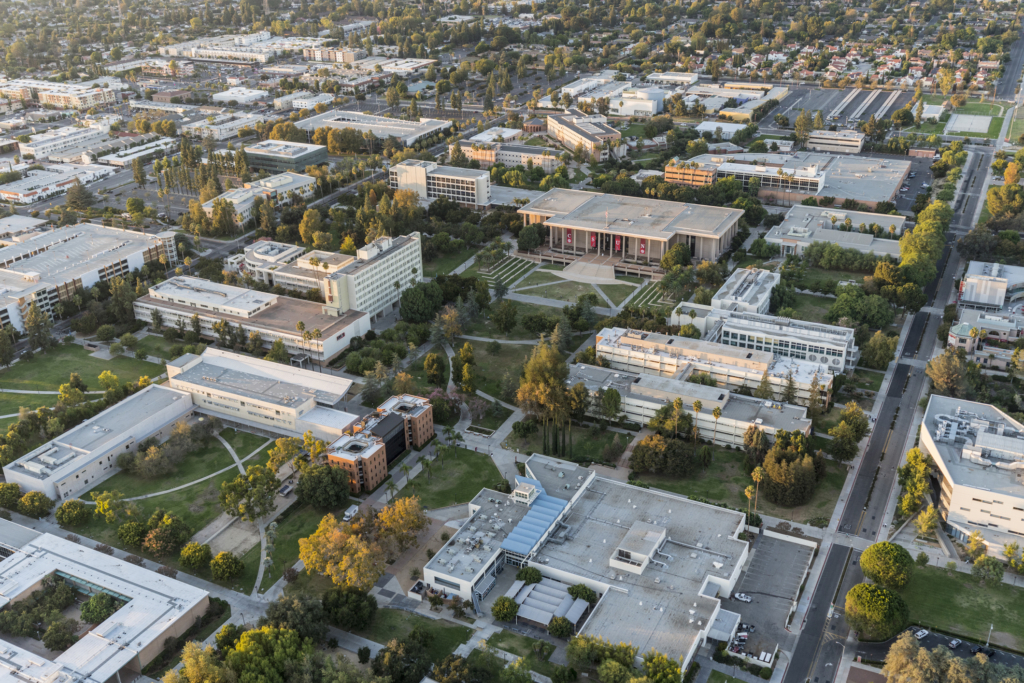 An aerial view of The California University's campus.